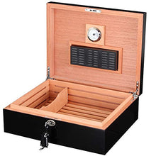 QINJLI Grande Doppio Strato di Cigar Box con Legno di Cedro Foderato con 25-50 sigari, Perfetto Tavolo for Cigar Box Set (con igrometro e umidificatore)