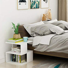 Wakauto Comodino con 2 Ripiani Tavolino Soggiorno Scrivania Quadrata Camera da Letto Comodino per Camera da Letto Casa (Bianco)