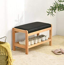 YANG Imbottito Poggiapiedi Seduta in Legno di Calzature Rack Pouf Cambio di Scarpe da banco Carico Massimo 200kg Imbottito Pouf poggiapiedi 50x33.5x40CM (Color : Wood Color)