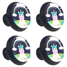Set di 4 maniglie rotonde per armadio da cucina, credenza, cassettiera, cassettiera, con viti, per cucina, comò, armadietto, bagno, armadio, divertente unicorno mucca arcobaleno