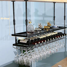 JHGJBJ Appesa Vino Rack Metallo, Altezza 30-60cm Ferro Battuto Supporto di Vetro di Vino Appeso A Doppio Strato Regolabile, con Bottiglia di Vino Trogolo, Rack, Appeso Cremagliera della Tazza