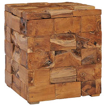 vidaXL - Sgabello in legno massello di teak, stile rustico, con un vano portaoggetti coperto da un coperchio, arredamento per interni e esterni