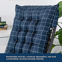 Goodquan Cuscino per sedia a sdraio in morbido cotone per esterni, schienale alto, comodo cuscino per schienale, antiscivolo, lavabile, facile da pulire (blu Plaid,53 x 155 cm)