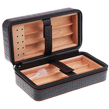 Hellery 6 Sigari Humidor Travel Box Legno Di Cedro Regalo Portasigarette In Pelle Regalo - 2, 10x21x7cm