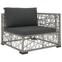 SKM Set Divani da Giardino 6 pz con Cuscini in Polyrattan Grigio L