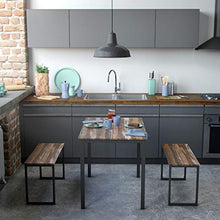 Versa Taline Tavolo da pranzo con due panche, Misure (A x L x l) 76 x 70 x 110 cm, Legno e metallo, Colore Nero