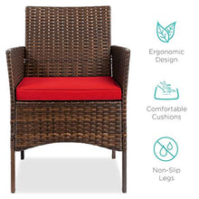 LUGEUK Kit di bistrot di Chat in Wicker Esterno a 3 Pezzi, mobili in Chat da terrazza con 2 sedie, Tavolo-Marrone/Rosso (Color : A)