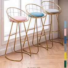 GYPPG Elegant Gold Iron Art Barstool Set of 2 / Hollow Leisure Breakfast/High Stool Bar Chair/Round Velvet Upholstered,Max Load 200KG(65cm,70cm,75cm)