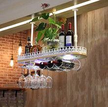 MoDi Wine Rack soffitto Wine Rack Altezza Regolabile fissato al Muro attaccatura del Supporto di Bottiglia del Vino Wine Rack Calice di Vetro Vintage Illuminato mensola di Esposizione