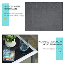 Outsunny Set 2 Sdraio da Giardino e Tavolino con Vetro, Lettino Prendisole con Tessuto Traspirante 59x169x66cm, Nero