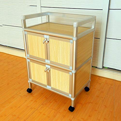 Quattro Ruote portatile strumento di archiviazione Carrello Carrello for ripiani, cassetto in multistrato di alluminio, grande capacità, camera da letto, cucina, soggiorno, cucina, 2 colori 49X33X71CM