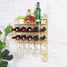 FAFZ Portavini Portabottiglie in Metallo A Parete, Sala da Pranzo E Soggiorno Portabottiglie Multifunzionale per Vino, Portaoggetti da Cucina, Portabicchieri