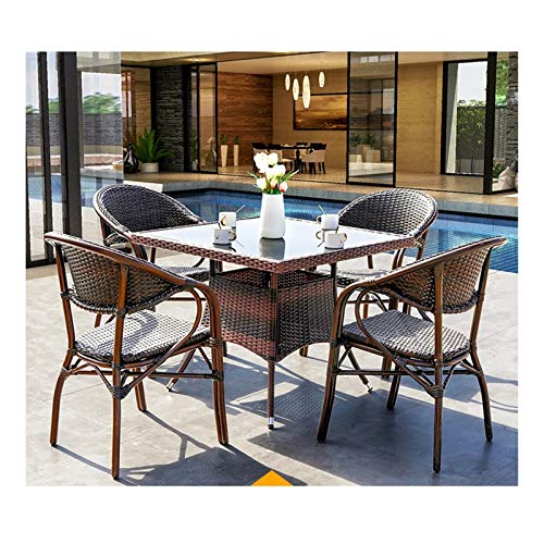 Tavolo in vimini in rattan mobili in patio e set sedia, Patio Arredamento Mobili Conservatorio Set da tavolo Set di mobili per la famiglia Mobili da giardino Tavolino da caffè all'aperto Conversazione