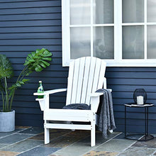 Outsunny Sedia da Giardino Adirondack in Legno Bianco, con Porta Bicchieri, Impermeabile e Anti-Muffa, 97x72.39x92.71cm