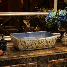 WEHOLY Lavabo in Resina Lavabo da Incasso Ovale in Pietra Naturale Lavabo Rettangolare Retro Creativo Jingdezhen Ceramica Hotel Lavabo antispruzzo