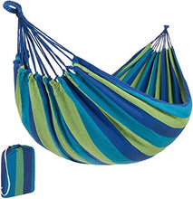 Amaca da giardino in tela Signstek Outdoor da viaggio Camping 190 * 150 cm per  due persone Blau