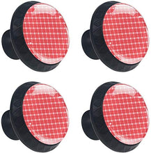 Motivo a scacchi bianco rosso campagna classica Pomelli per Porta Set di 4 Pomelli per Mobili Manopole per Cassetti Cucina Armadio Vetro