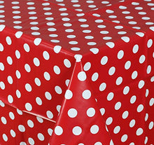 Tovaglia in tela cerata plastificata rettangolare 140 x 200cm a pois Rosso