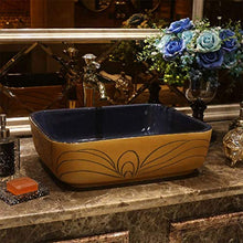 WEHOLY Lavabo in Resina Lavabo da Incasso Ovale in Pietra Naturale Lavabo Rettangolare Retro Creativo Jingdezhen Ceramica Hotel Lavabo antispruzzo