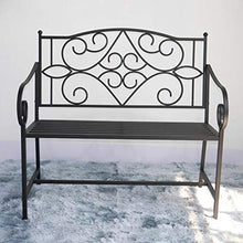Panchina da Terrazza Parco Panche per Tempo Libero All'aperto, Panca da Giardino in Ghisa Resistente alle Intemperie Antiruggine, Panca 2 Posti con Schienale e Braccioli, Panchina Decorativa Retrò