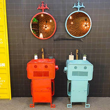 ZTGL Set di Mobili da Bagno, Mobile Lavello Bagno Industriale con Porta Singola, Design a Forma di Robot dei Cartoni, Include Accessori per L'installazione,Rosso,with Mirror