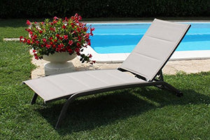 LETTINO TAUPE IN ALLUMINIO E TEXTILENE PER ARREDAMENTO GIARDINO E ESTERNO, ARTICOLO MARCHIATO MILANI HOME
