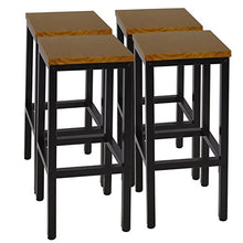 WOLTU BH86hei-4 Sgabelli da Bar Sedia Alta per Cucina senza Braccioli Schienale in legno massello e metallo Set 4 Pezzi