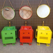YRRA Autoportante Mobile Lavabo Bagno Piccolo, Stile Industriale Ferro Battuto Bambino Mobile Bagno con Lavabo con Rubinetto 22x 18,1 x 23,6 Pollici,Giallo,Without Mirror