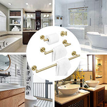 WOMAO 4 Pezzi Accessori da Bagno Set Accessori: portarotolo, Appendiabiti, portasciugamani, Asciugamano, Moderno Oro Spazzolato Rifinito per la Perforazione