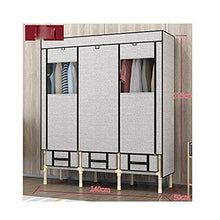 ZHICHUAN Armadio in Tela Doppio Del Cassetto Negozio Di Vestiti Armadi Giocattolo con Piccola Finestra Trasparente Tenda Guardaroba Assemblato Grigio Armadi per Bambini