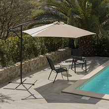 Ombrellone da Giardino Decentrato, Ombrellone Terrazzo, Balcone, Ombrellone Parasole Regolabile, Chiusura a Manovella con Base a Croce, Colore Beige 3 Metri x 2,47 Metri