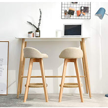 YDD Sgabello da Bar Girevole in Legno massello, Cotone/Imbottitura Morbida, Imbottitura in Spugna ad Alta densità, Struttura in Legno massello, Schienale Curvo, Elegante seggiolone Casual