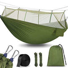 Amaca da Campeggio con Rete Zanzariera 260*140cm Amaca portatile con Zanzariera Capacità di Carico 200kg Traspirante Amaca da Esterno Nylon da Paracadute ad Asciugatura Rapida per Escursioni