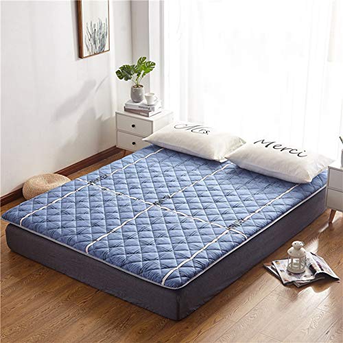 Nileco Coprimaterasso Trapuntato con Cinghie, Impermeabile Coprimaterasso Giapponese Futon Tatami Tappetino Ultra Soft Dormitorio Studentesco,Home-d 150x200cm(59x87inch)
