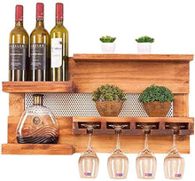 DZX Portabottiglie da Parete in Legno massello Portabottiglie da Vino in Stile Americano a Parete in Stile Americano, Portaoggetti Creativo per Bicchieri da Ristorante, Espositore per Vino Rust