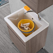Inbagno Mobile lavatoio lavanderia con vasca in ceramica, L.61 x P.51 x H.87,5 cm, serie Way diverse colorazioni, include vasca in ceramica bianco lucido (Rovere scuro)