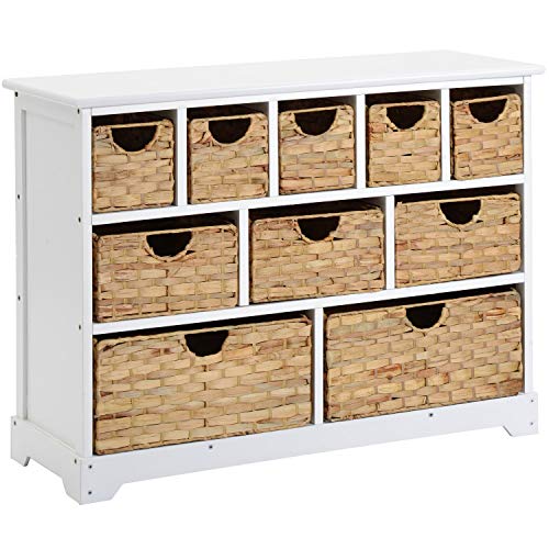 WGYDREAM Comodino Grande Cassettiera Portaoggetti con Cestini Credenza in Paulonia Massello Mobile Contenitore Bianco Organizzatore per Bagno in Corridoio