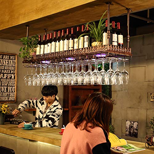 zxcvb Portabicchieri Appeso A Soffitto Bicchiere da Vino Rosso Bicchiere Rovesciato Calici Portabottiglie Bicchieri da Champagne Appendiabiti Bar Portabicchieri Flottanti -Bronzo