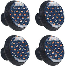 Volpe arancione modello albero colore blu scuro Pomelli per Porta Set di 4 Pomelli per Mobili Manopole per Cassetti Cucina Armadio Vetro