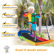 COSTWAY Altalena da Giardino Per Bambini, Altalena Ovale da Albero, con Maniglie, per Esterno, Portata Max. 150 kg (Multicolore)