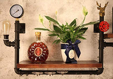 LHQ-HQ Cremagliera del Vino, Tubo di Ferro battuto Loft Parete in Legno massello Vino Rack Vino Appeso Bar Rack, Stand di Esposizione