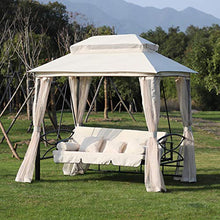 miozzi Dondolo a 3 Posti Gazebo Divano Letto con Zanzariera Beige