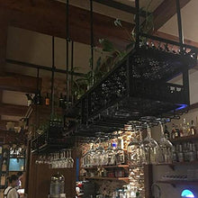 OUGEA Portabottiglie Vino da Parete,Porta Bicchiere da Vino A Parete Gancio A Doppio Strato per Bottiglie di Vino da Bar Calici Sospesi Ornamenti Portabicchieri Appesi per Soggiorno Nero 100X31 Cm