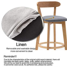 CMX-Barhocker Sgabelli da Bar Grigio Scuro, sedie da Bar per la Colazione, sedie da Cucina, sgabelli Alti con Supporto per la Schiena, Sedile in Morbido Lino, Gambe in Legno massello