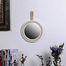 H.yina Specchio da Parete Rotondo retrò da 30 cm / 11,8 'con Corda di Canapa Vanity Make Up Mirror Specchio da Barba Rotondo Specchio con Cornice in Legno massello Specchio Decorativo cosmetico