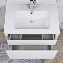 Bagno Italia Arredo bagno sospeso moderno 74 cm bianco opaco cassettone esterno e cassetto interno lavabo in resina