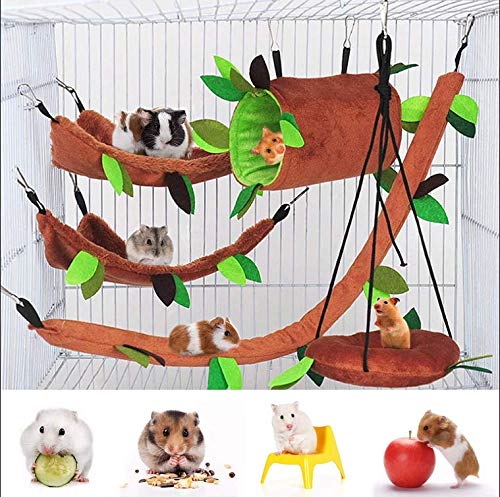 5 pcs gabbia per criceti accessori per gabbia per porcellini d'India, gabbia per furetti giocattoli amaca, amaca per ratti da letto per criceti, gabbia per ratti giocattoli animali piccolo animali