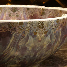 WEHOLY Lavabo in Resina Lavabo da Incasso Ovale in Pietra Naturale Lavabo a Forma di Petalo Retro Creativo Jingdezhen Ceramica Hotel Lavabo antispruzzo