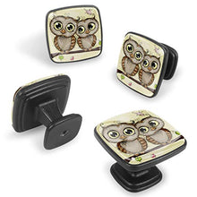 Due gufi simpatico cartone animato Pomelli per Porta Set di 4 Pomelli per Mobili Manopole per Cassetti Cucina Armadio Vetro