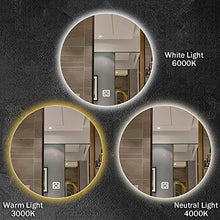 Specchio Rotondo da Toeletta A LED per Bagno con Dimmerabile, Specchio per Trucco a Parete con Luci, Specchio Retroilluminato a LED, 3 Colori Regolabili